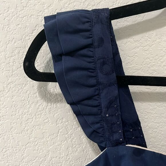 LILLY PULITZER A Dollop of Scallop Eyelet Sarafina Shift Dress, Navy, Size 2 - Picture 8 of 13